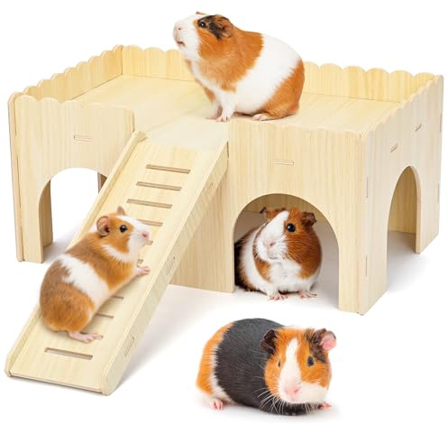 rloao Large Wooden Guinea Pig House, 38 x 24 x 24 cm