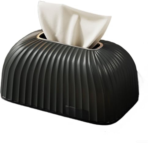 Modern Minimalist Tissue Box Holder with Spring-Loaded Mechanism for Easy Refill, Sturdy HIPS Plastic Napkin Dispenser for Living Room Tabletop and Dining Table(Ink Gray)