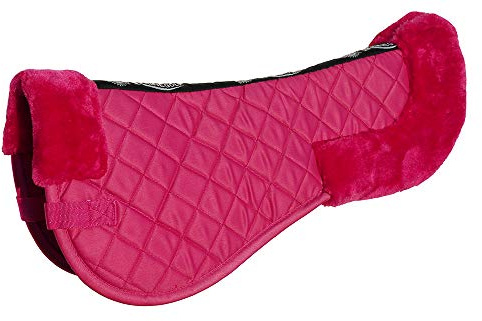 Rhinegold Cotton Horse Riding Saddle Pad - Luxury Equestrian Cotton Pad Saddle with Faux Fur, Trimmed Edges & Girth Replacement Straps. Horse Equipment - Numnahs for Horses & Ponies