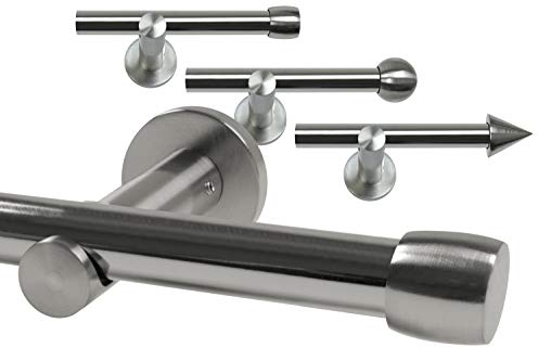 npluseins Gardinenstange/Teleskop 1-läufig Ø 13/16 Set + Zubehör 1569.2259, ca. 160-310 cm, Zylinder Chrom