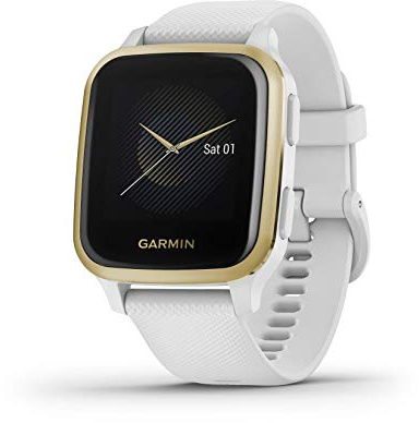 Garmin Venu Sq, 010-02427-01 GPS Smartwatch with Bright Touchscreen Display, Up to 6 Days of Battery Life, Light Gold and White (Renewed)