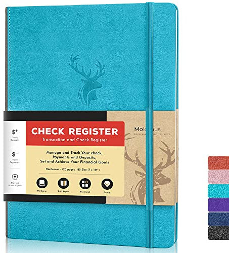 Molekaus Redovisningsredovisningsbokkontrollregister för personlig checkbok register för personligt eller företag, stor storlek inbunden register logg för att spåra betalningar, insättningar och