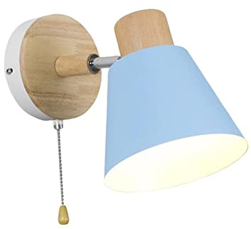 Minimalist Wall Lamp Sconce Light with Pull Cord Fixture for Restaurant Reading Hallway Bathroom Decor, Blue