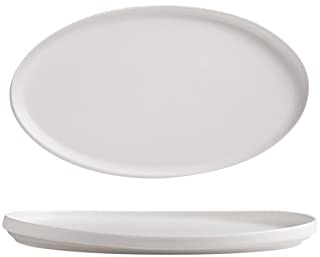 PSYCS Weiß Großer ovaler Teller aus einfarbiger Keramik für den Haushalt Steakteller im europäischen Stil Nudelteller Sushiteller Brathähnchenteller Gemüseteller Fischteller