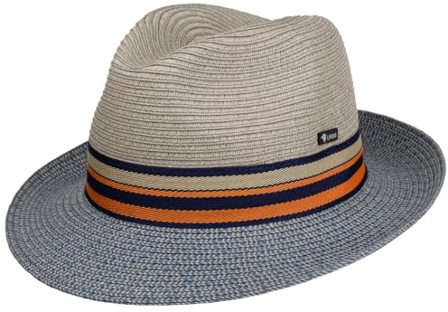Lipodo Corinaldo Bogart Fedora Paper Straw Hat Colorful Ribbon Men Summer Made in Italy Grey