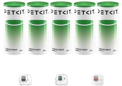 PETKIT Katzentoilettenbeutel mit Zugbändern, Beutel für Katzentoilette für Pura MAX 2 und PUROBOT Max Pro,Kratzfest für Haustier Katze Hunde Hundekot Katzenstreu 5 Rollen*18 (90 Stück)