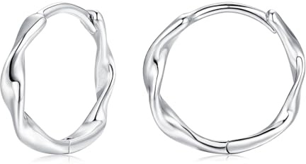 Loutade Creolen Silber 925 Klein, 925 Sterling Silber Oval Twisted Creolen | Hypoallergen Ohrringe Silber 925 Schlafen Knorpel Kreolen, CZ Leichte Silber Ohrringe Creolen für Damen Mädchen