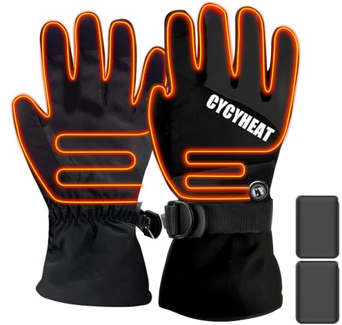 CYCYHEAT Gant Chauffant Enfant – Gants de Ski Imperméables pour Garçons et Filles avec Éléments Chauffants Améliorés et Batterie 5000mAh, 3 Niveaux de Chaleur pour Hiver, Ski et Activités Extérieures