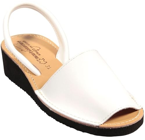 HECHO EN ESPAÑA Sandalias Ibicencas, Menorquinas de Piel con Cuña, 4 cm de Altura, Ibicencas de Verano, Cuero, Suela Ligera