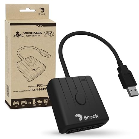 Brook FGC Retro - PS1 & PS2 Controller für PS5, PS4, PC - Turbo, Remap, Makro - X-Eingang - Kompatibel mit Tanzmatte, Arcade Sticks, Rhythmus Game Controllern