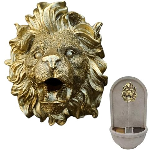 Lion Pond Water Feature - Pond Spitter | Natural Resin Water Garden & Pond Decor | Water Fountain Ornaments | Pond Spitter Water Fountain Ornament | Natural Resin Water Garden & Pond Decor
