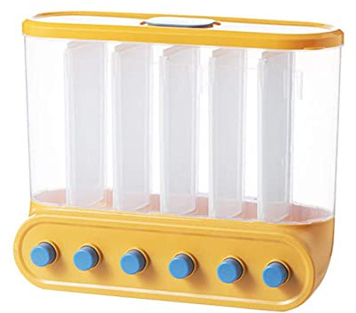 Dispensador de alimentos secos de 5 kg montado en la pared, contenedor de almacenamiento separado para arroz, dispensador de cereales, dispensador de alimentos secos 6 en 1, dispensador de alimentos