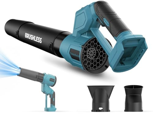 Traumheim Batería soplador de Hojas, 2 en 1, sin escobillas, con 3 Marchas, máx. 900000 RPM, Volumen de Aire 1000 m³/h, Modo Vertical y Horizontal, para jardín, Hojas (Batería no incluida