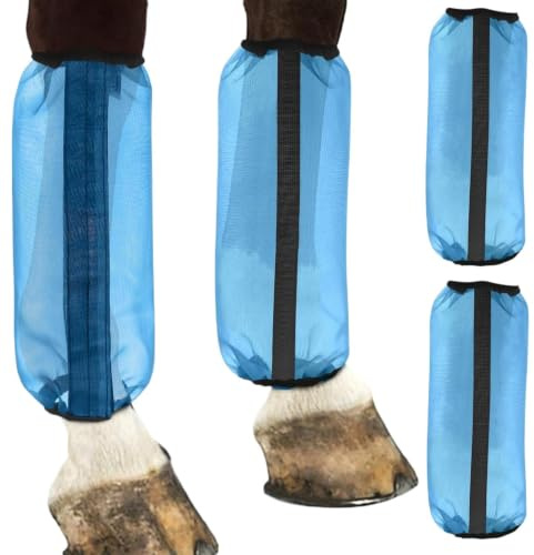 Genérico Botas Antimoscas para Caballos,4 Protectores de Malla para Patas de Equino | Polainas para Équidos,para Entrenamiento Campo Cría Carreras Hípica Competición Deportiva