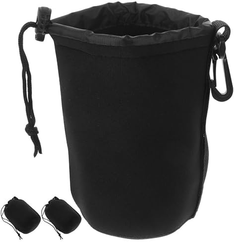 Generico Set 3 Pezzi Borse per Obiettivo Fotografico in Neoprene Nero Design Multifunzionale per Protezione da Umidità e Uso Obiettivi Dslr