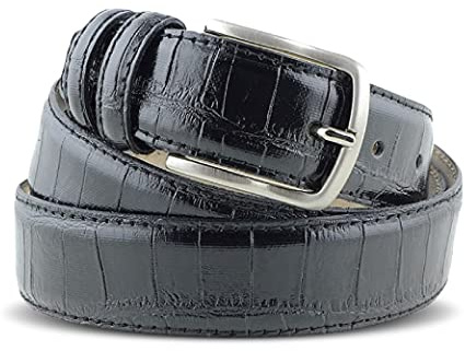 La Bottega del Calzolaio Cintura da uomo in pelle nera con stampa cocco artigianale made in Italy (115 cm (48/50 EU))