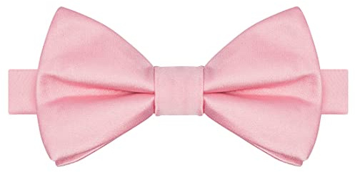 KissTies Boys' Bow Tie Rosy Pink Satin Bowtie For Kids Boys Bows + Gift Box