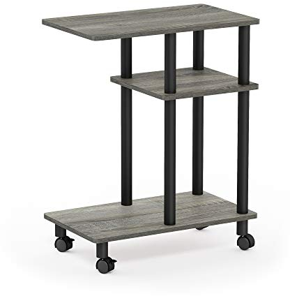 Furinno Turn-N-Tube Mesas Laterales, Madera, Roble French Grey/Black