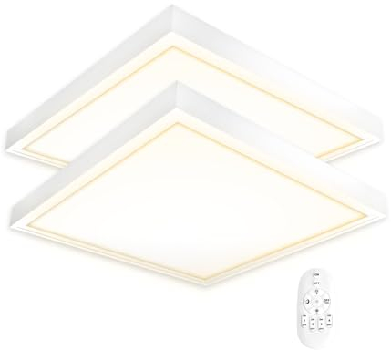 Xtend 2x Xtend LED Panel 62x62 cm Warmweiß 3000K | 40W flickerfrei dimmbar Fernbedienung inkl. Treiber Montagerahmen Alu weiß | Deckenleuchte LED Aufbaupanel Aufbaurahmen PLe2.2