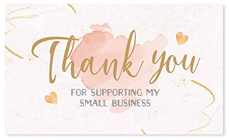 Farinido 120 Thank You For Supporting My Small Business Cards (3.5 x 2 Inches), Blush Pink and Gold Theme Custom Thank You Cards for Online, Retail Store, Handmade Goods, Customer Package Inserts