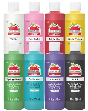 Apple Barrel Acrylic Craft Paint Set, Matte Finish, Set of 8, 8 Fl Oz (Pack of 8), Assorted