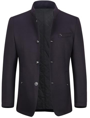 Allthemen Cappotto da Uomo Casual a Manica Lunga Trench Coat Ufficiale con Collo Giacca Lunga Generale Fit Cappotto Invernale Caldo Con Bottoni vino rosso M