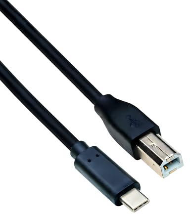 DINIC USB C Druckerkabel/Scannerkabel, Typ C USB 3.1 auf USB 2.0 Typ B (5.00m, schwarz)