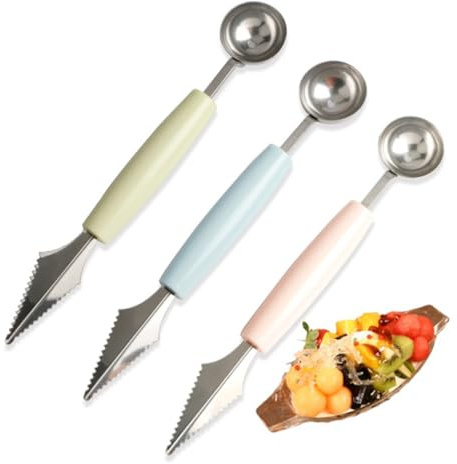 LABRIMP Herramientas De Frutas Multifuncionales Inoxidable y Cuchillo Para Decoración De Ensaladas Postres y Tartas Verde