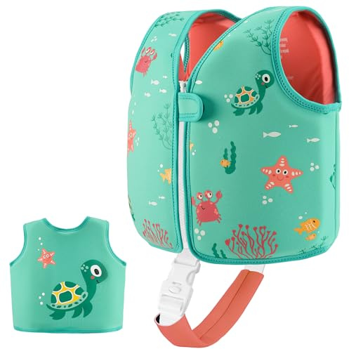 Chaleco de Natación para Niños y Niñas Flotabilidad para 1 a 3 Años o 3 a 6 Años (Turtle, 1-3)