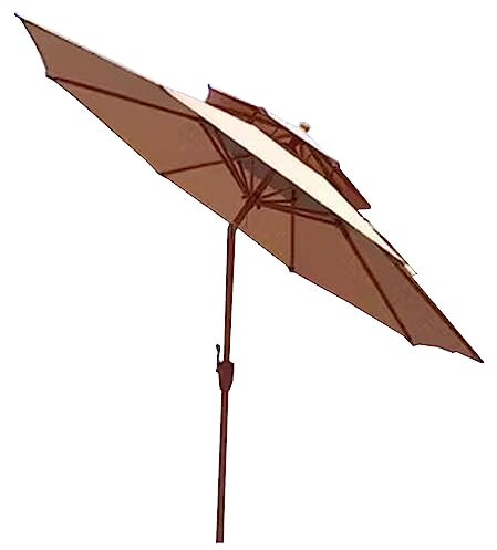 WYRMB Parasol de jardin à long manche, tête secouable, colonne en fer, avec base de réservoir, 9 pieds, 8 nervures, manivelle ouverte, base remplissable