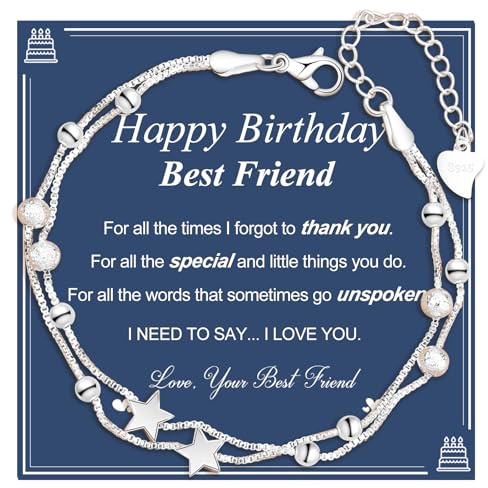CheersLife Best Friend Bracelet Gifts,Best Friend Birthday Gifts Friendship Gift for Women Girls Her,Birthday Gift for Women Friends Silver Bracelet