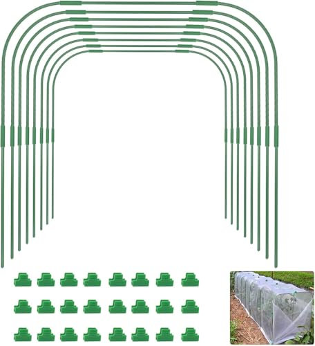 LATERN 6 Pièces 80CM x 60CM Arceau pour Serre Tunnel, Réglable Jardin Plantes Culture Tunnel Cadre, 24 Tuyaux De Cerceau avec 18 Connexion Tubes, 18 Colliers - pour Film Plastique Filet Anti-Oiseaux