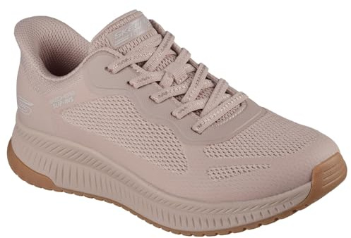 Skechers Women's Bobs Squad 4 Staple Look Slip-in Trainers, Natural Mesh, 8 UK