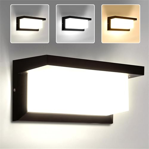 CANMEIJIA Aplique Pared Exterior 18W Lámpara de Pared LED Impermeable IP65 Luz de Aluminio Iluminación 3000K 4000K 6500K Ideal para jardines, garajes, portales