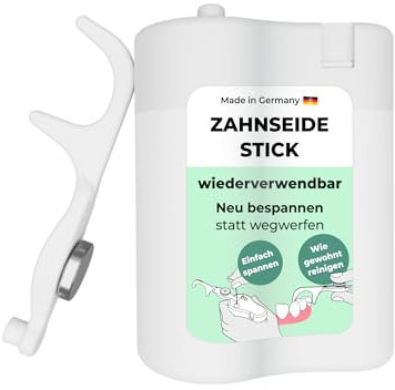 TONSI Zahnseide Stick wiederverwendbar | Neu bespannen statt wegwerfen | Zahnseide Halter Made in Germany | Kompatibel mit allen Zahnseiden