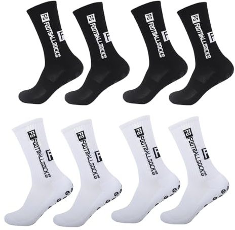 KEWUF 4 Paires Chaussettes Antidérapantes pour Football, Basketball, Trekking, Handball, Yoga, chaussette antidérapante foot, chaussette antidérapante, chaussette, Hommes et Femmes