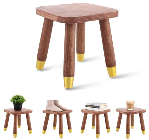 DAJAVE Small Wooden Stool, 2.5cm Thick Wooden Step Stool Plant Table