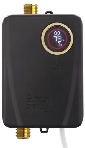 Scaldacqua istantaneo elettrico, mini scaldabagno, compatto da 3500 W veloce, scaldabagno elettrico, display LED intelligente, ABS acciaio inox 304, senza serbatoio, per cucina bagno ufficio