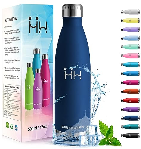 HoneyHolly Trinkflasche Edelstahl, Trinkflasche Kinder, 500ML BPA-frei, Thermosflasche, Wasserflasche Doppelwandig, Trinkflasche Kohlensäure Geeignet, Trinkflasche Sport für Fitness, Gym, Fahrrad