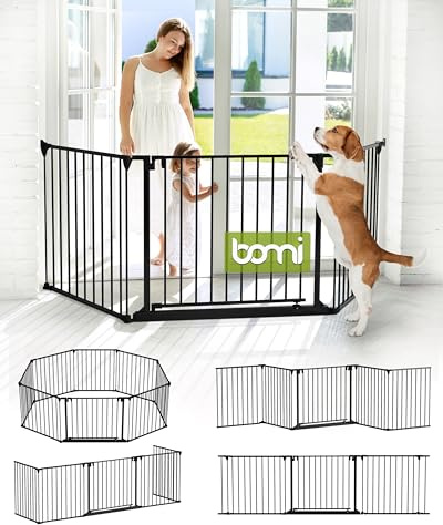 BOMI Treppenschutz Milo bis 525 cm | Extrabreite Tür: 75 cm Durchgang | 90° Stop | Schließt automatisch | Gittertür aus Metall Schwarz | Stabile Baby Schutzgitter Tür für Kindersicherheit Türgitter