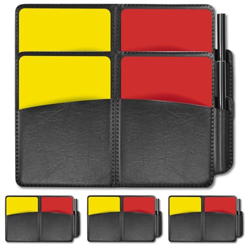 SAWHOX Soccer Referee Cards, 5-Pack Durable Red and Yellow Cards for Soccer Volleyball Rugby Baseball Wear-Resistant Referee Cards with Pencil Ideal for All Levels of Play & Training