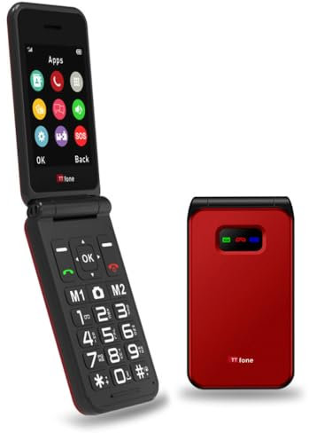 TTfone TT760 4G USB-C Mobile Phone for the Elderly, Simple and easy to use flip folding cell cheap and easy to use, O2 Pay as you go (Red, with Dock Charger)