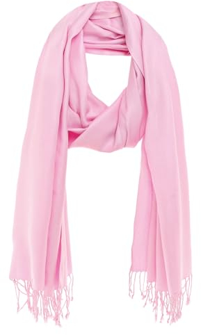 Bovari Schal Pashmina aus Premium Viskose - weich wie Kaschmir -, glänzend wie Seide - 200x70 cm XL Damen-Schal (rosa)
