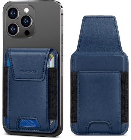 nuoku für MagSafe Wallet, 6 Karten Halter, Magnetischer Handy Kartenhalter Portemonnaie für iPhone 17/16/15/14/13/12 Series, Veganes Leder, Nicht für mini, Blau