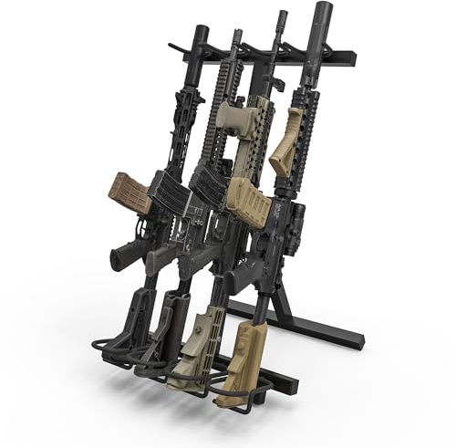 Upbci Gun Rack, Portable Rifle Rack Stand, Heavy Duty Steel Indoor Outdoor Gun Racks, Folding Gun Rack Stand Floor for Shooting Hunting Range