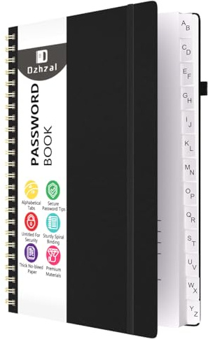 Dzhzal Alfabetiska flikar för seniorer, spirallösenord, adressbok A5-arrangör
