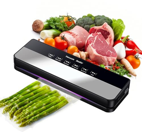 Vakuumiergerät, Vakuumierer 5 in 1 für Sous Vide Kochen und Lebensmittel Bleiben bis zu 7x Länger Frisch, 30 Vakuumbeutel Inklusive-Schwarz