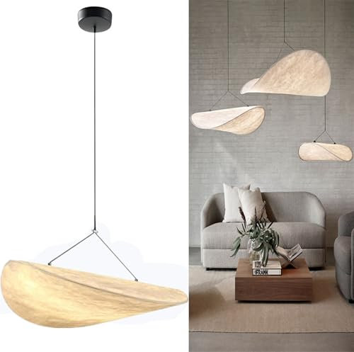 CNMKLM LED Taklampa,Wabi-sabi Boho Hänglampa, Lampskärm I Sidentyg, Justerbar Höjd, Enkel Kreativ Hattdesign Ljuskrona For Köksö Living Matbord Sovrum Matbord(80CM)