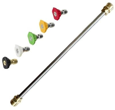 Pistola idropulitrice ad alta pressione 4000 psi, lancia lunga con 5 ugelli e bacchetta da 38 cm (asta di prolunga e 5 ugelli a spruzzo)