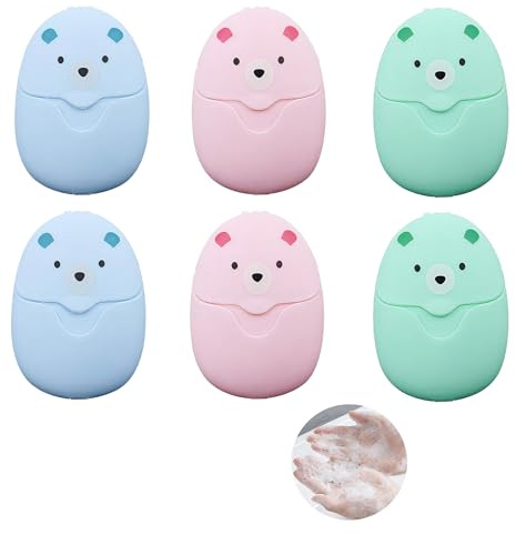 300 Hojas de Jabón en Papel Desechable, 6 Cajas de Jabón Mini Portátil para Viajes, Camping, Senderismo y Actividades al Aire Libre, Práctico y Ecológico para Cuidar la Piel de Toda la Familia